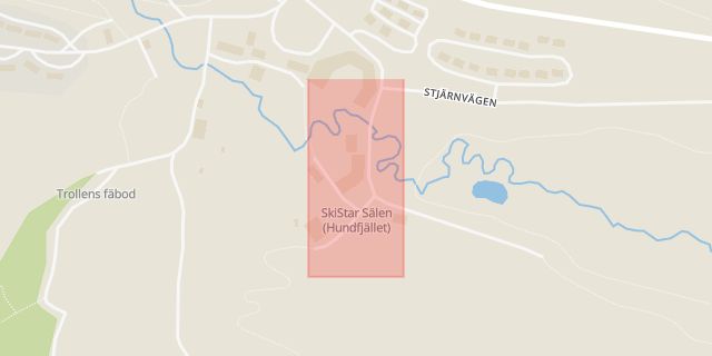 Karta som med röd fyrkant ramar in Hundfjället, Malung-sälen, Dalarnas län