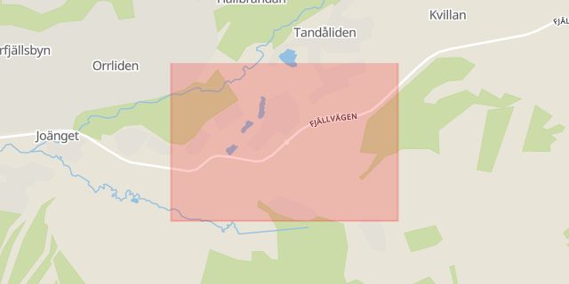 Karta som med röd fyrkant ramar in Tandådalen, Malung-sälen, Dalarnas län