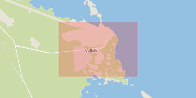 Karta som med röd fyrkant ramar in Vallvik, Söderhamn, Gävleborgs län