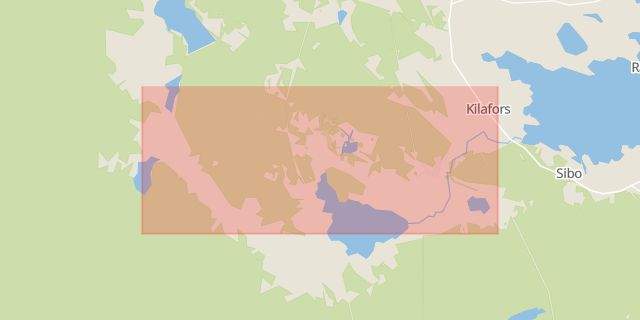 Karta som med röd fyrkant ramar in Stationsgatan, Kilafors, Bollnäs, Gävleborgs län