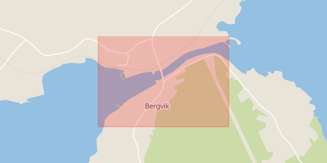 Karta som med röd fyrkant ramar in Bergvik, Söderhamn, Gävleborgs län
