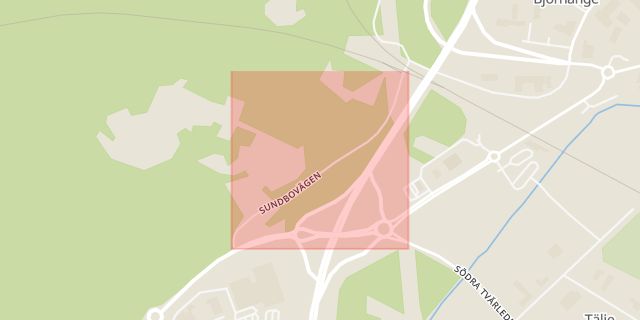 Karta som med röd fyrkant ramar in Sundbovägen, Söderhamn, Gävleborgs län