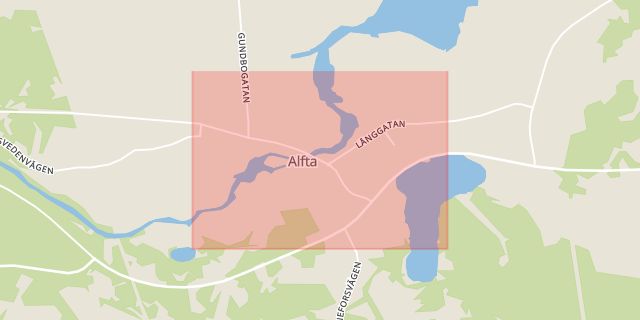 Karta som med röd fyrkant ramar in Alfta, Fisk, Ovanåker, Gävleborgs län