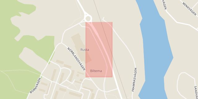 Karta som med röd fyrkant ramar in Coop Extra, Bollnäs, Gävleborgs län