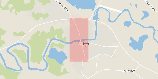 Karta som med röd fyrkant ramar in Långgatan, Edsbyn, Ovanåker, Gävleborgs län