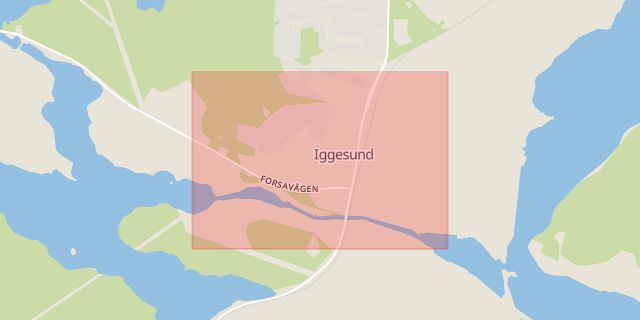 Karta som med röd fyrkant ramar in Iggesund, Hudiksvall, Gävleborgs län