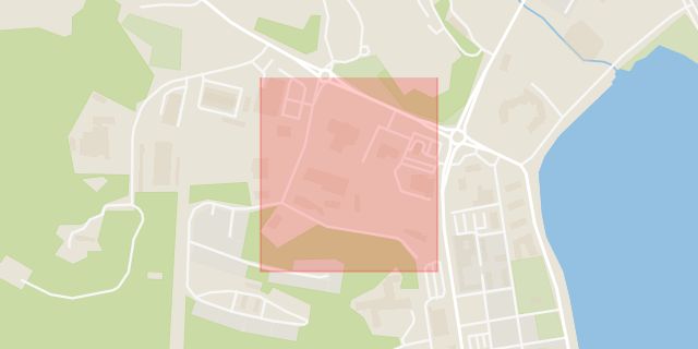 Karta som med röd fyrkant ramar in Furulundsvägen, Hudiksvall, Gävleborgs län