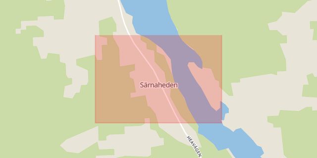 Karta som med röd fyrkant ramar in Särnaheden, Älvdalen, Dalarnas län