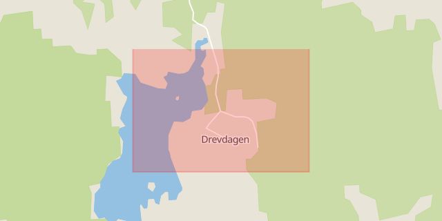 Karta som med röd fyrkant ramar in Drevdagen, Långsjön, Mora, Falun, Älvdalen, Dalarnas län