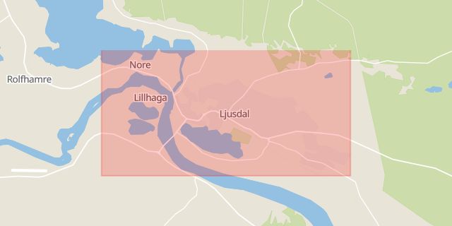 Karta som med röd fyrkant ramar in Ljusdals Kommun, Uppsala, Ljusdal, Gävleborgs län