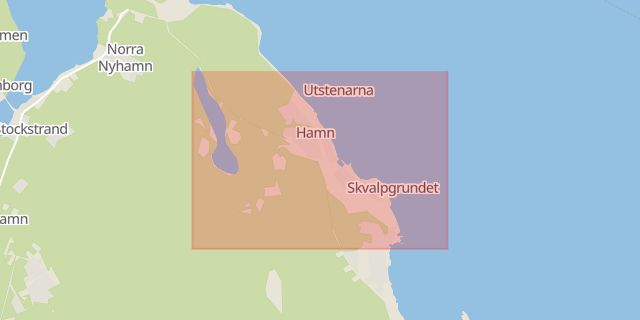 Karta som med röd fyrkant ramar in Hamnen, Sundsvall, Västernorrlands län