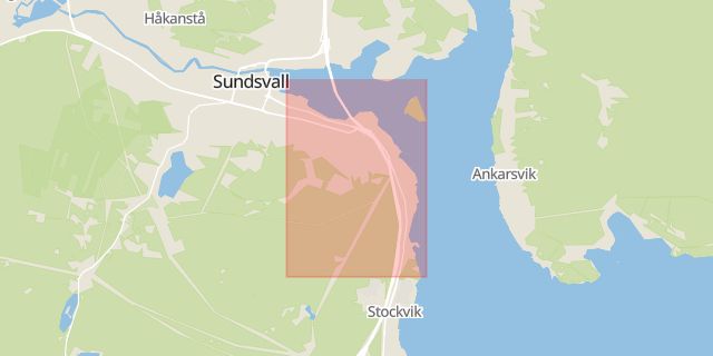 Karta som med röd fyrkant ramar in Skönsmon, Sundsvall, Västernorrlands län