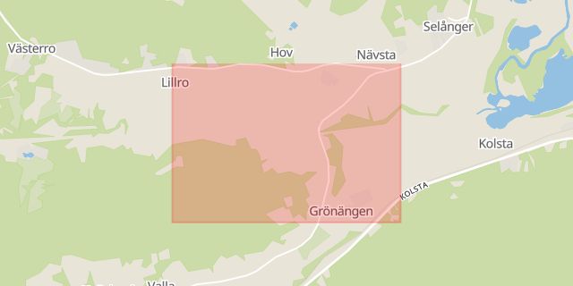 Karta som med röd fyrkant ramar in Kolsta, Sundsvall, Västernorrlands län