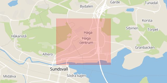 Karta som med röd fyrkant ramar in Kramfors, Lunde, Sundsvall, Skönsbergsvägen, Stöde, Västernorrland län, Västernorrlands län