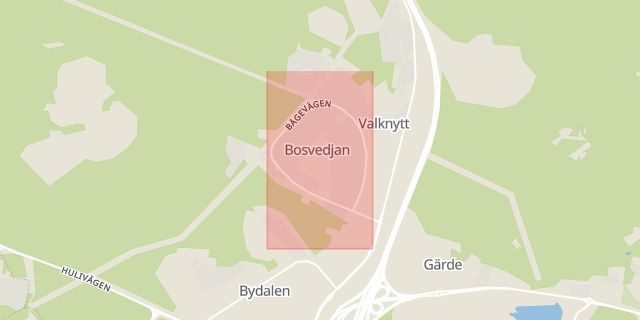 Karta som med röd fyrkant ramar in Sundsvall, Bågevägen, Västernorrland, Västernorrlands län