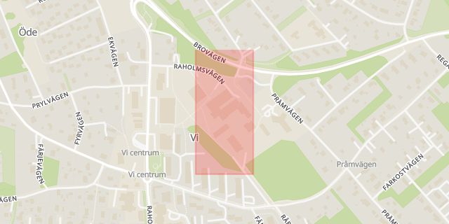 Karta som med röd fyrkant ramar in Vibackeskolan, Sundsvall, Västernorrlands län