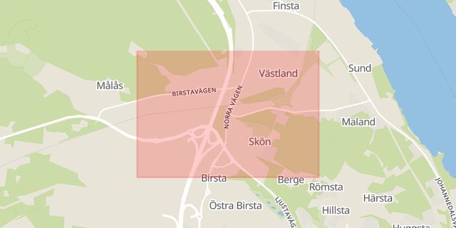 Karta som med röd fyrkant ramar in Sundsbruk, Sundsvall, Västernorrlands län