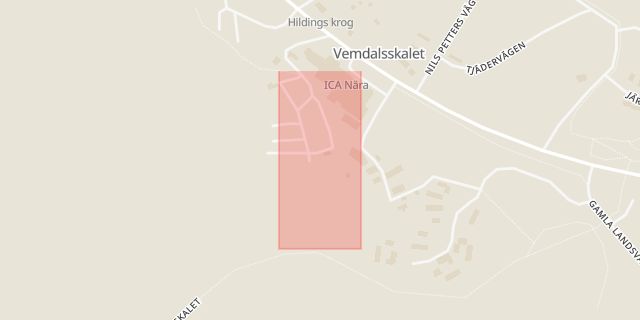 Karta som med röd fyrkant ramar in Vemdalsskalet, Vemdalen, Jämtlands län