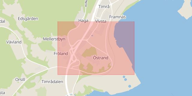 Karta som med röd fyrkant ramar in Vivsta, Timrå, Västernorrlands län