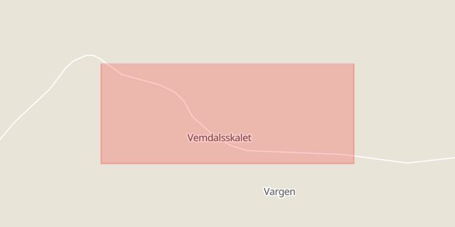 Karta som med röd fyrkant ramar in Vemdalen, Bäcken, Härjedalen, Jämtlands län