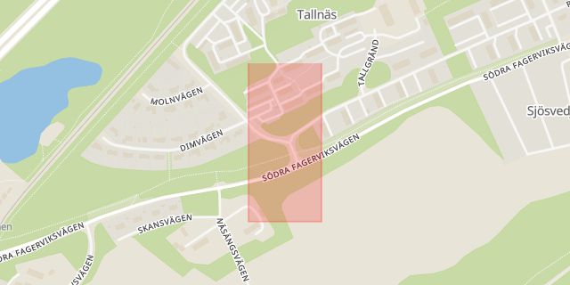 Karta som med röd fyrkant ramar in Tallnäs, Timrå, Västernorrlands län