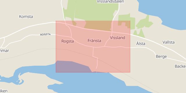 Karta som med röd fyrkant ramar in Fränsta, Ånge, Västernorrlands län