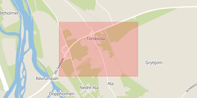 Karta som med röd fyrkant ramar in Torsboda, Timrå, Västernorrlands län