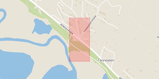 Karta som med röd fyrkant ramar in Tänndalen, Härjedalen, Jämtlands län