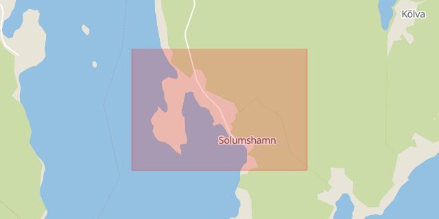 Karta som med röd fyrkant ramar in Solumshamn, Härnösand, Västernorrlands län