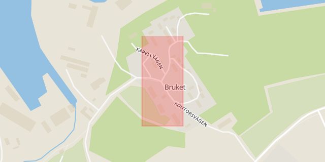 Karta som med röd fyrkant ramar in Bruket, Kramfors, Västernorrlands län