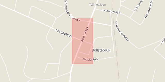 Karta som med röd fyrkant ramar in Bollstabruk, Kramfors Kommun, Kramfors, Västernorrlands län