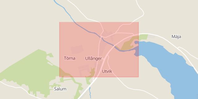 Karta som med röd fyrkant ramar in Ullånger, Kramfors, Västernorrlands län