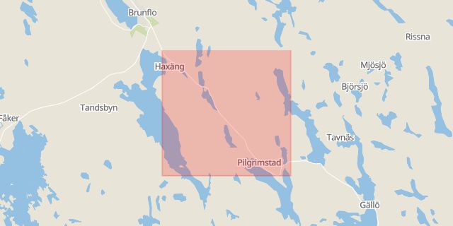 Karta som med röd fyrkant ramar in Östersundsvägen, Jämtland, Jämtlands län