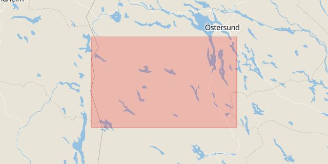 Karta som med röd fyrkant ramar in Östersund, Björnänge, Bergs Kommun, Jämtlands län