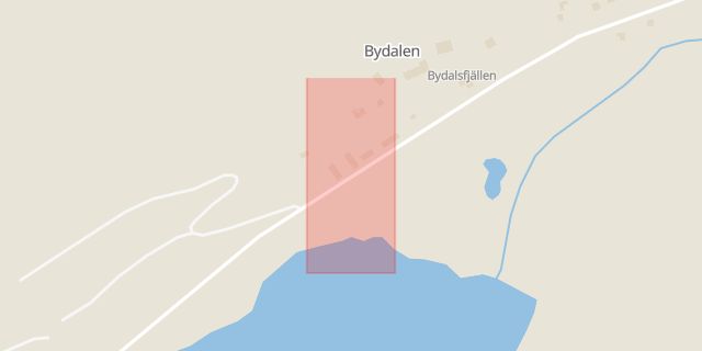 Karta som med röd fyrkant ramar in Bydalen, Åre, Jämtlands län