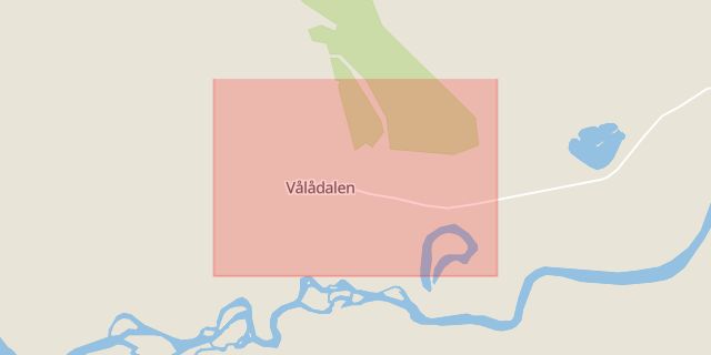 Karta som med röd fyrkant ramar in Vålådalen, Åre, Jämtlands län