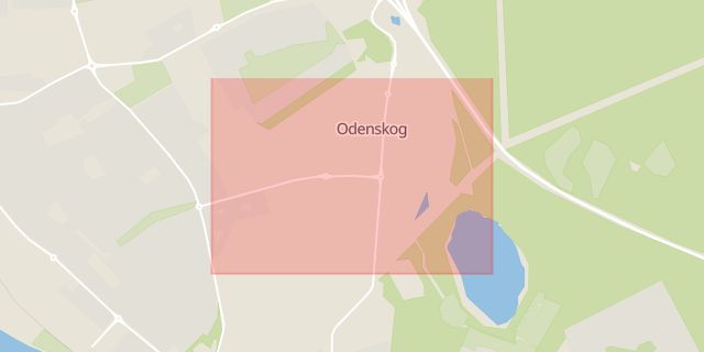 Karta som med röd fyrkant ramar in Odenskog, Östersund, Jämtlands län