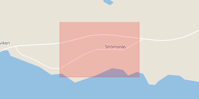 Karta som med röd fyrkant ramar in Strömsnäs, Degerfors, Jämtlands län