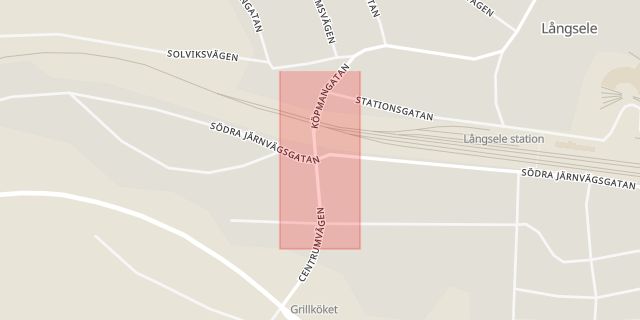 Karta som med röd fyrkant ramar in Långsele, Sollefteå, Västernorrlands län
