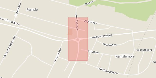 Karta som med röd fyrkant ramar in Remsle, Sollefteå, Västernorrlands län