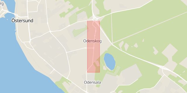 Karta som med röd fyrkant ramar in Hagvägen, Östersund, Jämtlands län