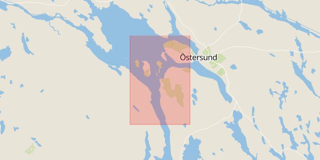 Karta som med röd fyrkant ramar in Östersund, Åre, Jämtlands län