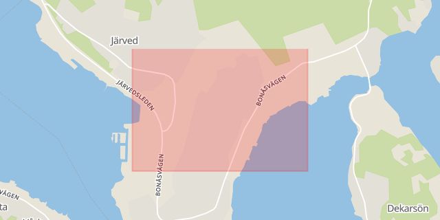 Karta som med röd fyrkant ramar in Bonäset, Järpen, Timrå, Västernorrlands län