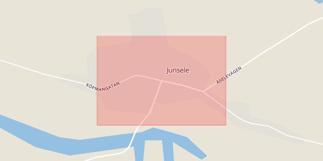 Karta som med röd fyrkant ramar in Junsele, Sollefteå, Västernorrlands län