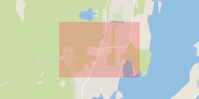 Karta som med röd fyrkant ramar in Obbola, Umeå, Västerbottens län