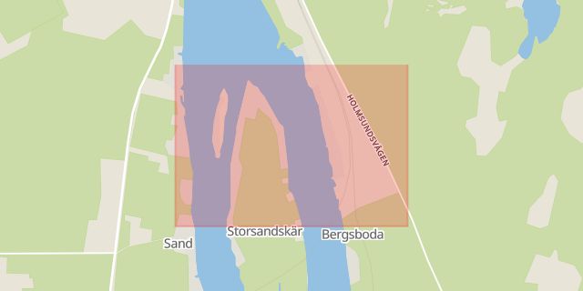 Karta som med röd fyrkant ramar in Umeälven, Gimonäs, Umeå, Västerbottens län
