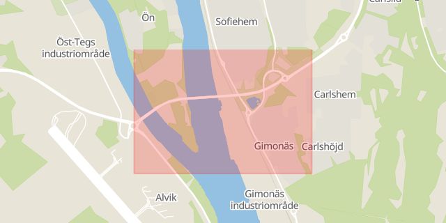 Karta som med röd fyrkant ramar in Gimonäs, Västerbotten, Västerbottens län