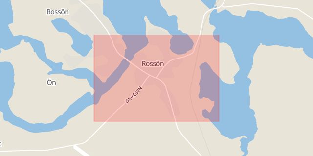 Karta som med röd fyrkant ramar in Rossön, Strömsund, Jämtlands län