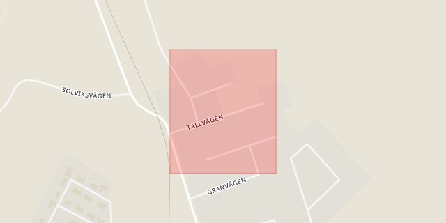 Karta som med röd fyrkant ramar in Tallbacken, Vindeln, Västerbottens län