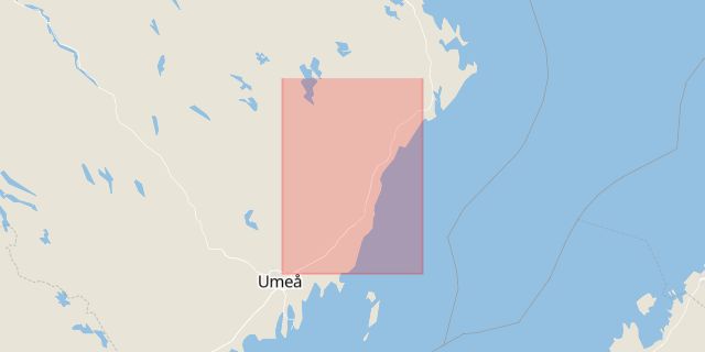 Karta som med röd fyrkant ramar in Robertsfors, Västerbottens län